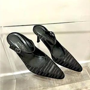 ANN TAYLOR Tuxedo Black Mule Heels- Size 7.5 M/RARE FIND!